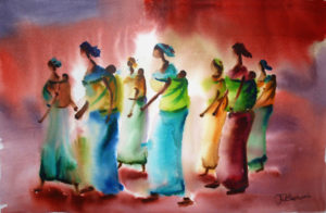 Una acuarela de JuanRa Etxebarria de su serie "Pinturas Africanas"